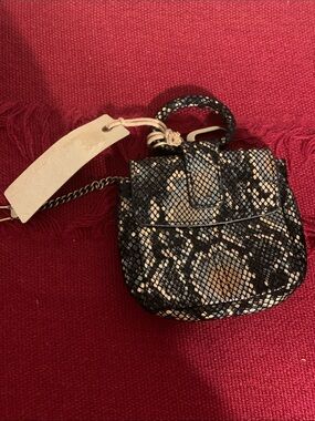 HOBO Black and Cream Snake-Print Mini bag